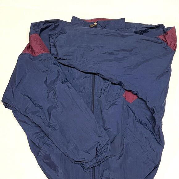 Vintage Russell Athletic Windbreaker Full Zip Jacket Navy Blue Maroon Track Sz L - Picture 9 of 10